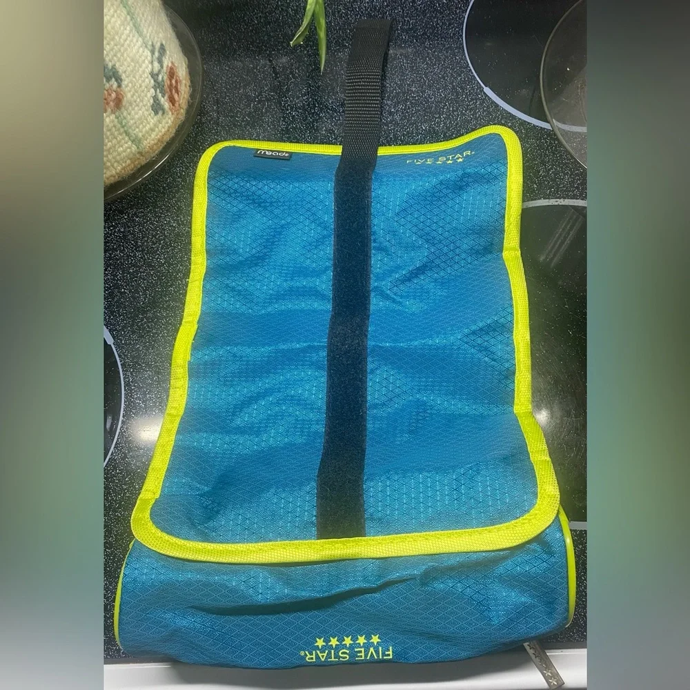 Five Star 2-In-1 Rollup Pencil Pouch Aqua Yellow with Velcro